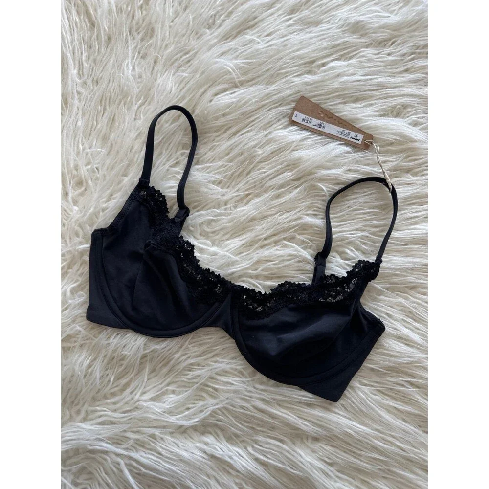 Skims Fits Everybody Lace Demi Underwire Bra Onyx Size 32DD - Picture 3 of 8